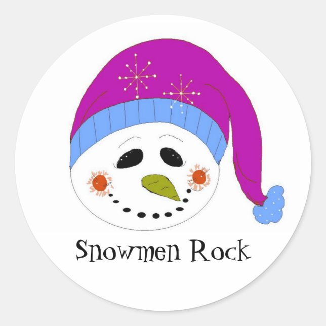 Pegatina Redonda Snowmen sonriente (Anverso)
