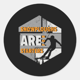 Pegatina Redonda Snowplow Es Para Los Starters Que Practican Deport