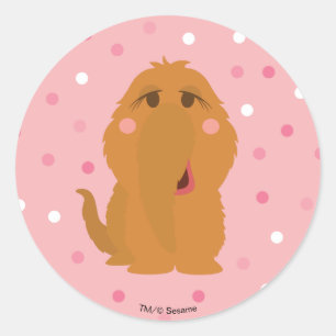 Pegatina Redonda Snuffleupagus Pink Polka Dot Pattern