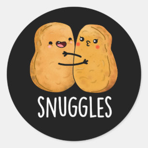 Pegatina Redonda Snuggles Divertidos Pareja Nugget Pun Dark BG