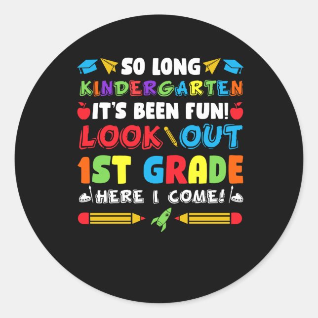 Pegatina Redonda So Long Kindergarten 1º grado (Anverso)