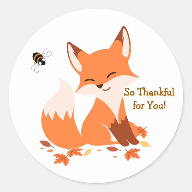 Pegatina Redonda So Thankful for You Fox Sticker (Anverso)