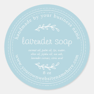 Pegatina Redonda Soap de lavanda casero rústico pasto azul