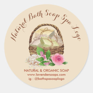 Pegatina Redonda Soap De Marfil Rustic Bath Lavender Spa