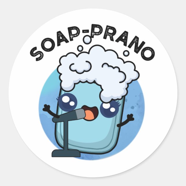 Pegatina Redonda Soap-prano Funny Soprano Soap Pun (Anverso)