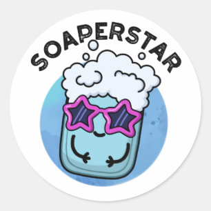 Pegatina Redonda Soaperstar Funny Superstar Soap Pun