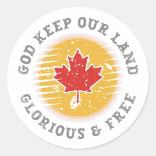 Pegatina Redonda Soberanía canadiense: Dios mantenga nuestra tierra