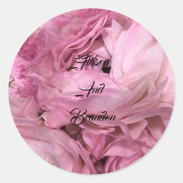 Pegatina Redonda Sobre boda floral moderno (Anverso)