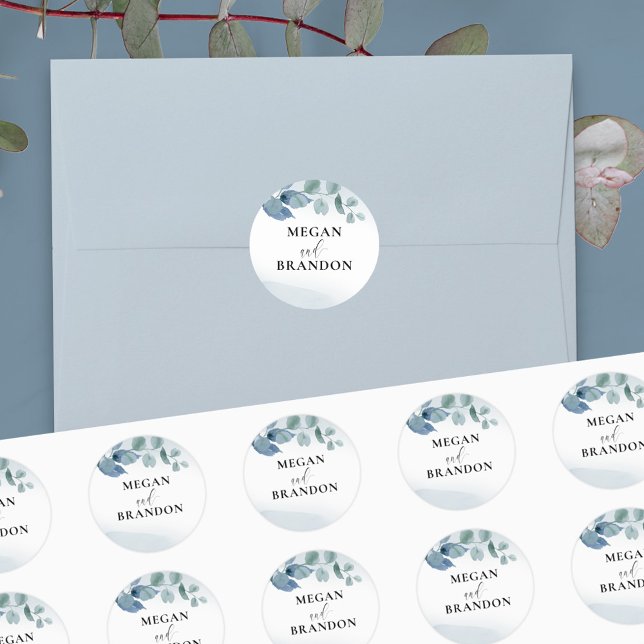 Pegatina Redonda Sobre Boda personalizado de Eucalyptus seco (Subido por el creador)