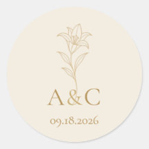Sobre de boda con lirio de champán marfil Monogram