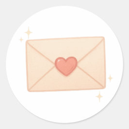 Pegatina Redonda Sobre de carta de amor