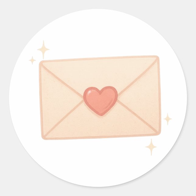 Pegatina Redonda Sobre de carta de amor (Anverso)