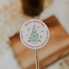 Pegatina Redonda Sobre de dirección de devolución de vacaciones dib