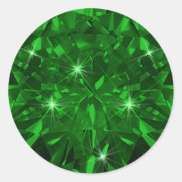 Pegatina Redonda Sobre De Invitación De Piedra Preciosa Esmeralda R