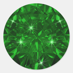 Pegatina Redonda Sobre de Invitación de Piedra Preciosa Esmeralda R