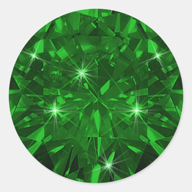 Pegatina Redonda Sobre de Invitación de Piedra Preciosa Esmeralda R (Anverso)