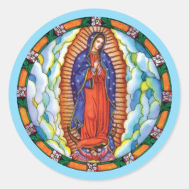 Pegatina Redonda Sobre de vidrio templado de Nuestra Señora de Guad
