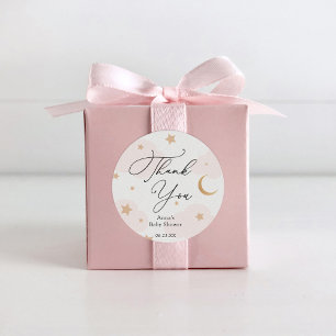 Pegatina Redonda Sobre el regalo de Baby Shower de la luna