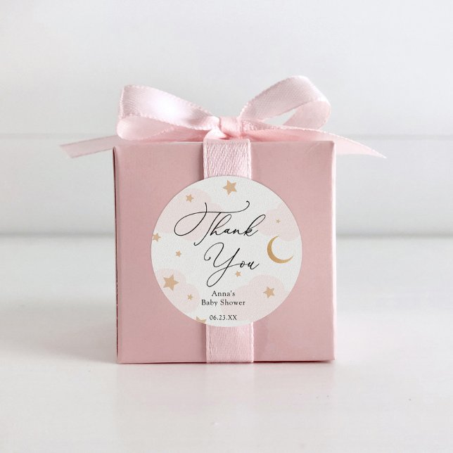 Pegatina Redonda Sobre el regalo de Baby Shower de la luna (Subido por el creador)