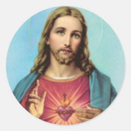 Pegatina Redonda Sobre estacionario del Sagrado Corazón Jesucristo