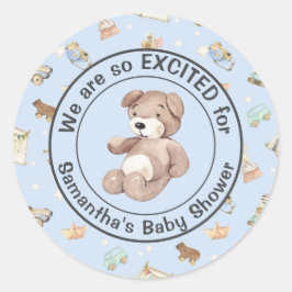 Pegatina Redonda Sobre Invitado De Bebé Chico (20)