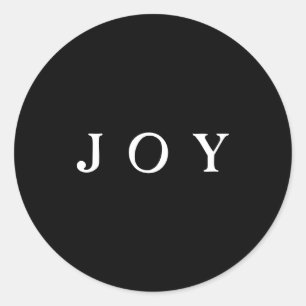 Pegatina Redonda Sobre JOY Script o ajuste de regalo negro