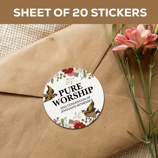 Pegatina Redonda Sobre JW de la Convención Pure Worship 2025 (Subido por el creador)