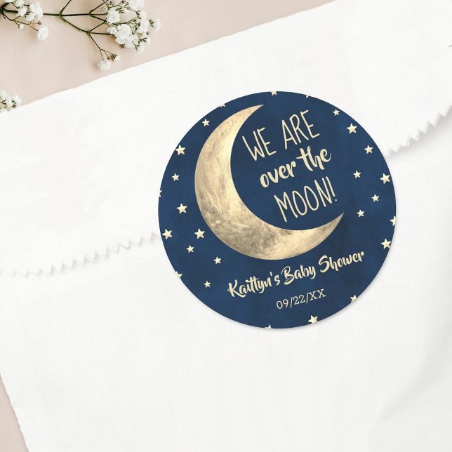 Pegatina Redonda Sobre la luna | BABY SHOWER (Subido por el creador)