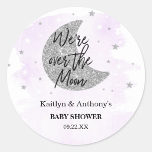 Pegatina Redonda Sobre la luna   Baby Shower neutral