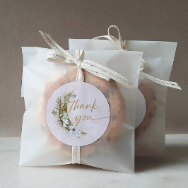 Pegatina Redonda Sobre la luna Boho Oro Polvo y Nubes