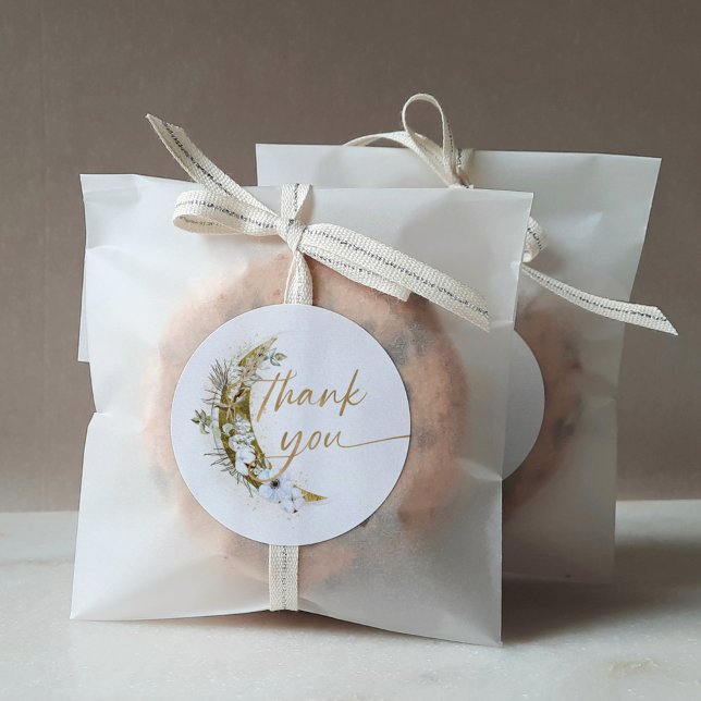 Pegatina Redonda Sobre la luna Boho Oro Polvo y Nubes (Subido por el creador)