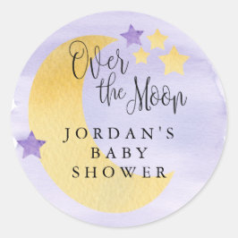 Pegatina Redonda Sobre la luna, morado personalizado