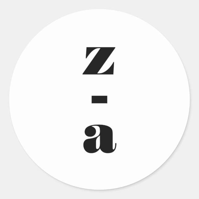 Pegatina Redonda Sobre moderno negrita monograma negro Boda blanco (Anverso)