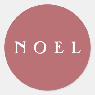 Pegatina Redonda Sobre NOEL Script o ajuste de regalo rosado