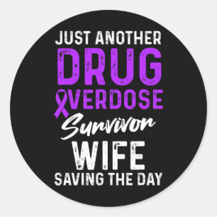 Pegatina Redonda Sobredosificación de fármacos Conciencia Guerrero 