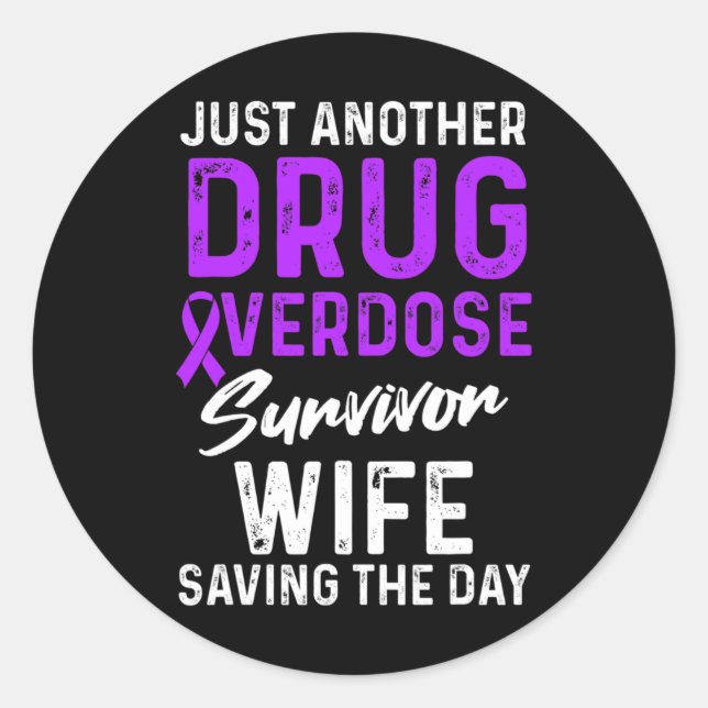 Pegatina Redonda Sobredosificación de fármacos Conciencia Guerrero  (Anverso)