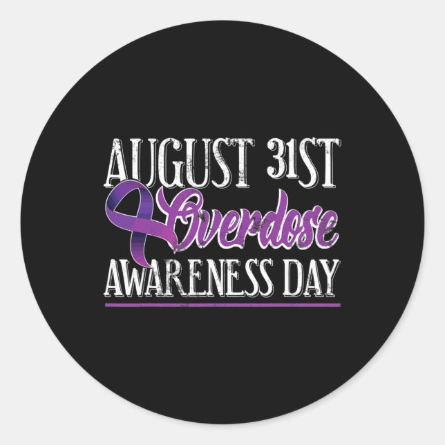 Pegatina Redonda Sobredosificación de medicamentos 31 de agosto de  (Anverso)