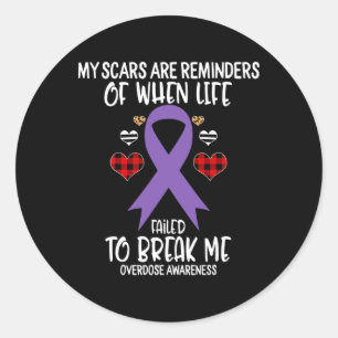Pegatina Redonda Sobredosis Conciencia Guerrera Scars Recuerda Life