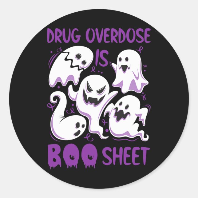 Pegatina Redonda Sobredosis de drogas es Halloween de diversión de  (Anverso)