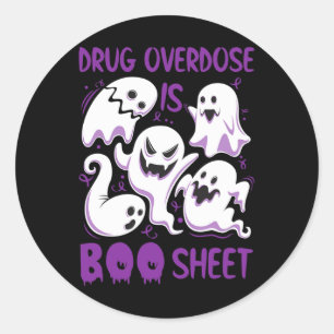 Pegatina Redonda Sobredosis de drogas es Halloween divertido de cha