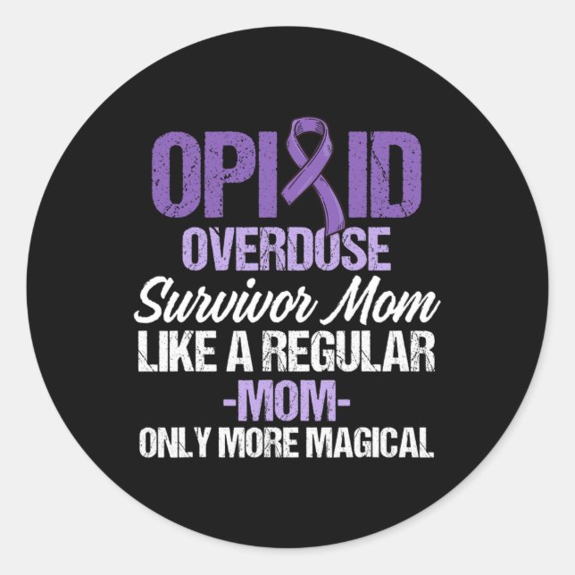 Pegatina Redonda Sobredosis Opioide Sensibilización Sobreviviente G (Anverso)