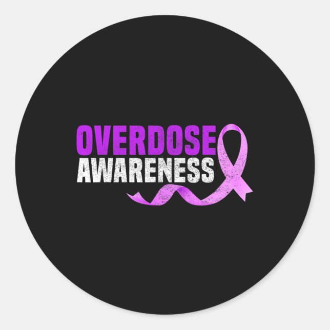 Pegatina Redonda Sobredosis Púrpura Conciencia Regalos Sobrevivient (Anverso)