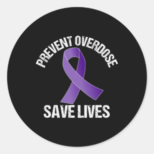 Pegatina Redonda Sobredosis Salvar vidas Conciencia Opioide
