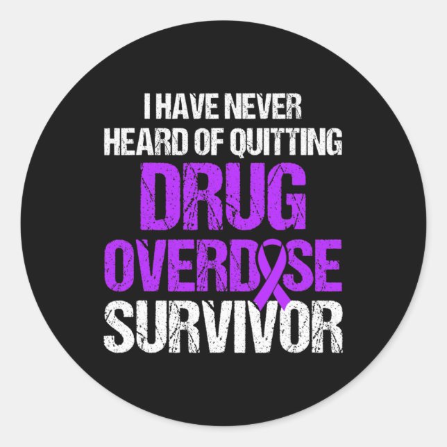 Pegatina Redonda Sobredosis Sensibilización Sobreviviente Guerrero  (Anverso)