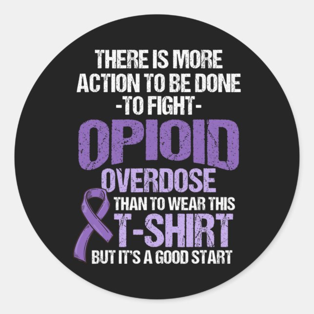 Pegatina Redonda Sobredosis Sensibilización Sobreviviente Guerrero  (Anverso)