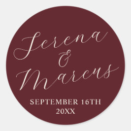 Pegatina Redonda sobres de Boda de nombres sencillos