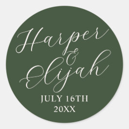 Pegatina Redonda sobres de Boda de nombres sencillos