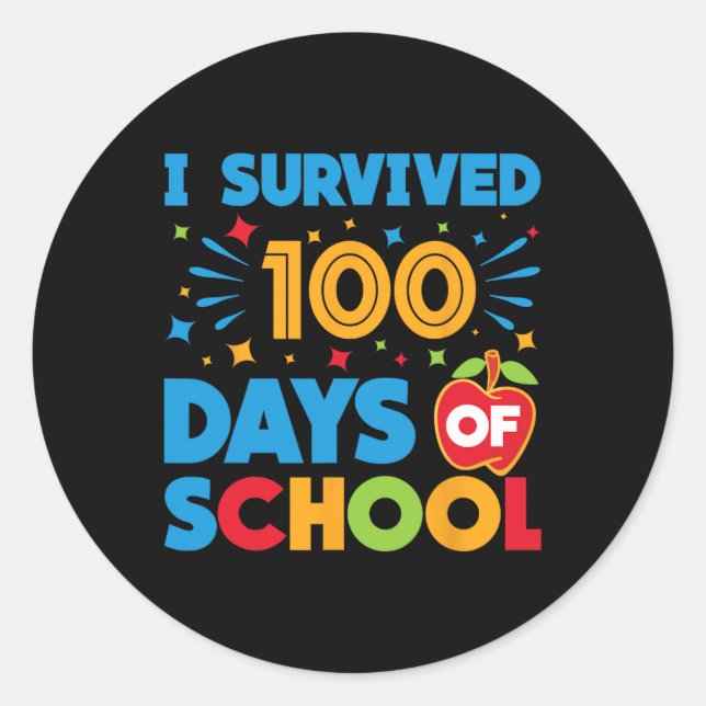 Pegatina Redonda Sobreviví 100 Días De Colegio Feliz 100 Día De S (Anverso)