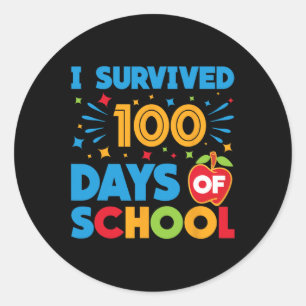 Pegatina Redonda Sobreviví 100 Días De Colegio Feliz 100 Día De S