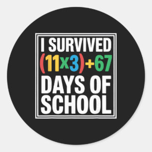 Pegatina Redonda Sobreviví 100 días ecuación matemática escolar 100